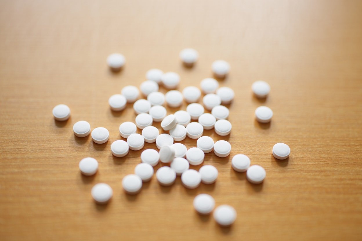 Эфедрин Белые таблетки на столе